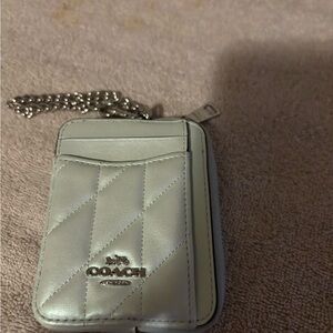 Coach Silver Quilted Card Holder